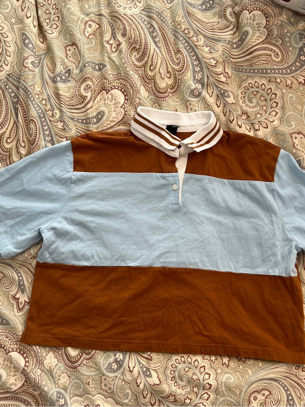 wild fable white and rust orange polo crop top